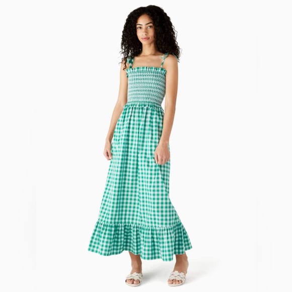 Kate Spade Maxi Green Gingham Dress - Picture 10 of 12